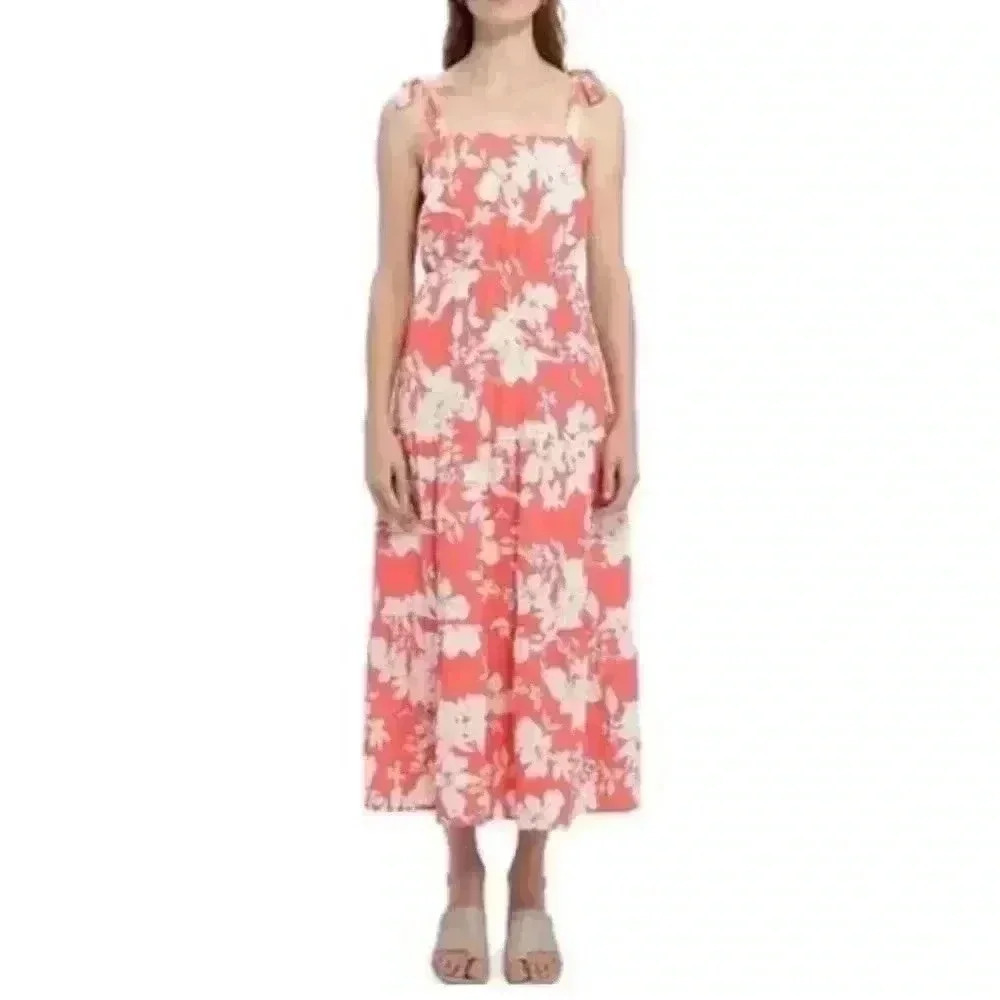Social Standard Sanctuary Floral Maxi Sun Dress Shoulder BowTie Tier Peasant XXL